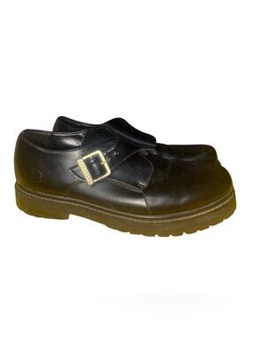 Vintage Y2K Sketchers Black Leather Monk Strap Chunky Lug Sole Platform Shoe